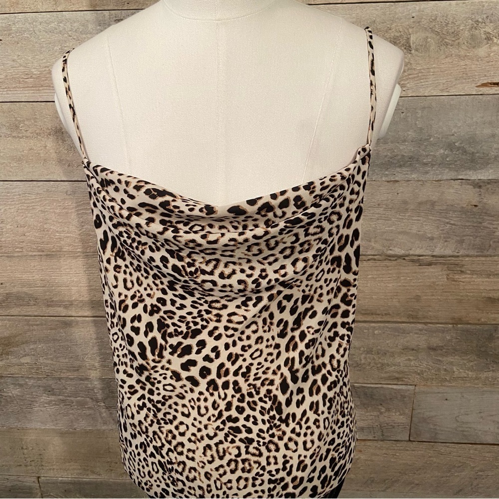 ASTR the  label women's animal print cowl‎ neck thong bodysuit in size small